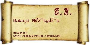 Babaji Mátyás névjegykártya